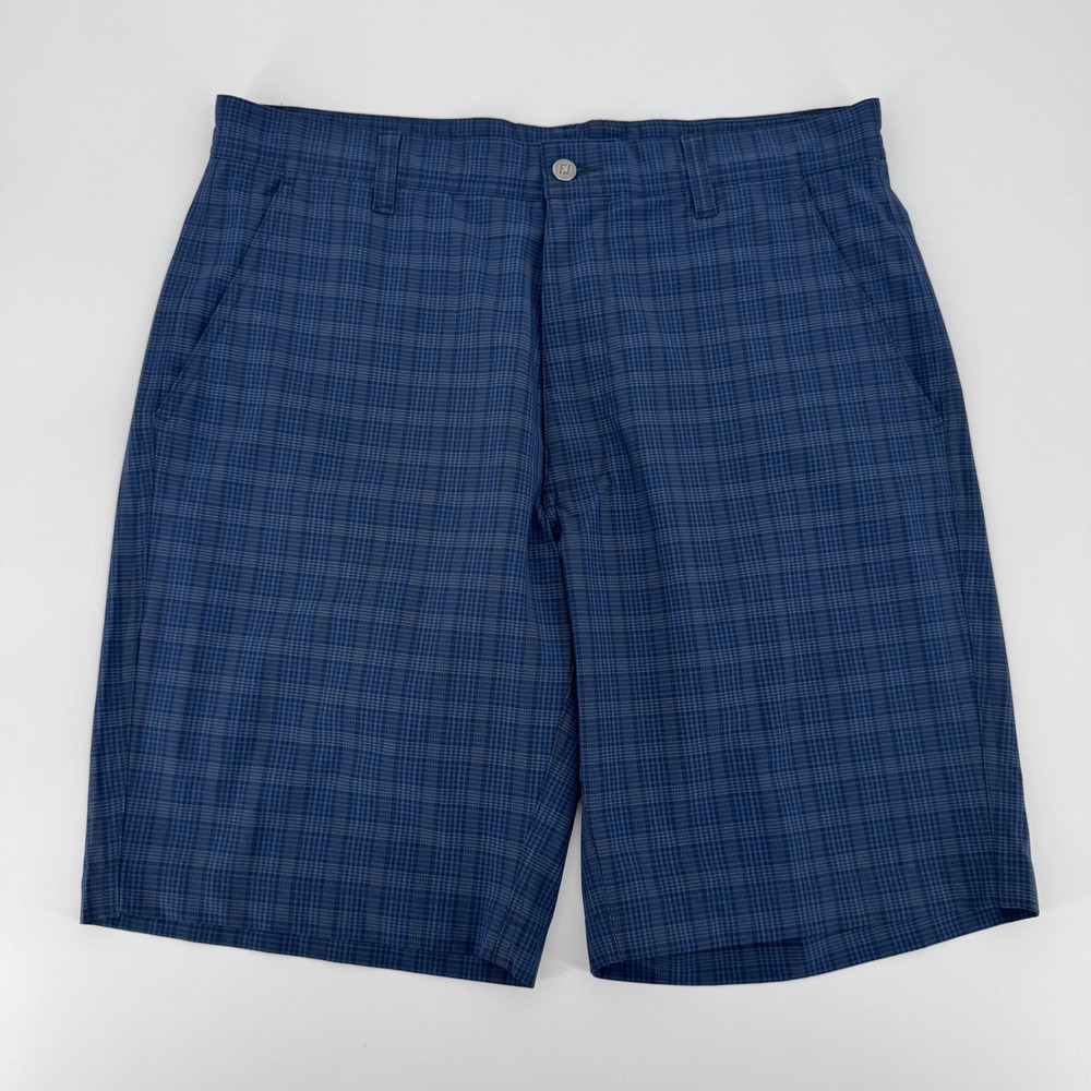 FootJoy Mens Navy Blue‎ Plaid Performance Golf Shorts Size 32 Stretch W32